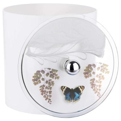 Lixeira Decorada 6,2L Plástico Abertura por Pressão Borboleta Azul e Branca Pontto Lavabo