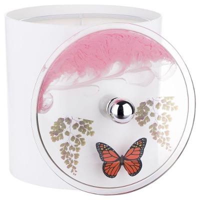 Lixeira Decorada Rosa com Borboleta 6,2L Plástico Abertura Manual Branco Pontto Lavabo