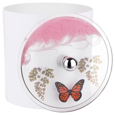Lixeira Decorada Borboleta 6,2L Plástico Abertura Manual Branco com Detalhes em Rosa e Vermelho
