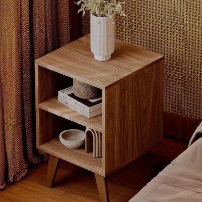 Mesa de Cabeceira Chennai sem Gavetas MDP Moderno Marrom 35CM Mercado das Prateleiras