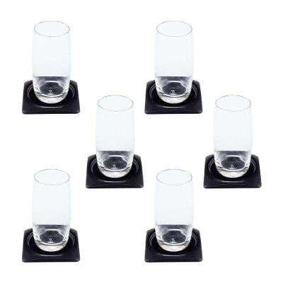 Porta Copos 6 Unidades Preto em Resina Poliéster Impermeável e Resistente para Mesa Pontto Lavabo