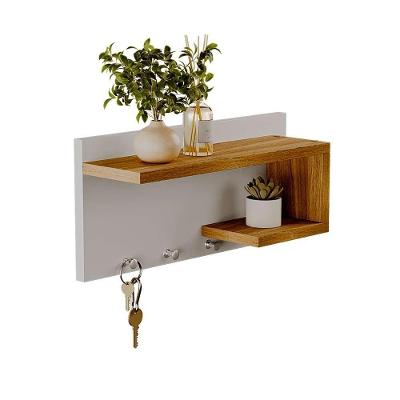 Porta Chaves Nero com 4 Ganchos Amadeirado Mercado das Prateleiras 40CM