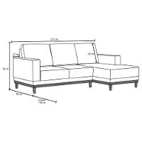 Sofá Kayrós 200cm 3 Lugares Com Chaise Esquerdo D05 Linho Chumbo - Mpozenato - 3