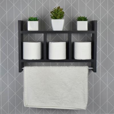 Nicho Toalheiro Porta Toalha de Parede MDP 45CM Preto Mercado das Prateleiras