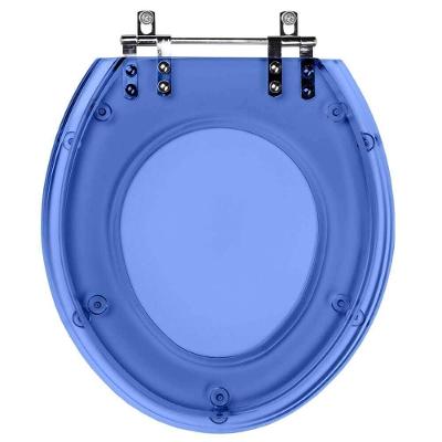 Assento Sanitário Sabara Alongado Resina Plástica Parafusado Convencional Azul Transparente Pontto