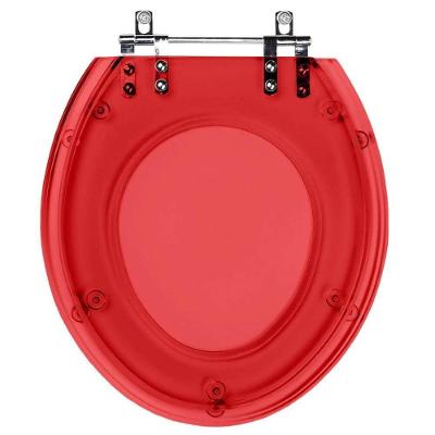 Assento Sanitário Ravena Alongado Resina Plástica Parafusado Convencional Vermelho Transparente