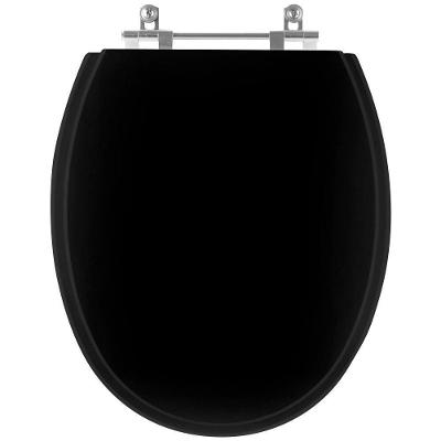 Assento Sanitário Spot Alongado Resina Plástica Parafusado Preto Pontto Lavabo
