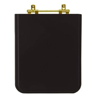 Assento Sanitário Square Quadrado MDF Fechamento Convencional Alumínio Dourado Preto Pontto Lavabo