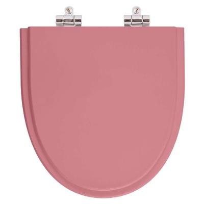 Assento Sanitário Studio Wild Rose Alongado Resina Plástica Fechamento Suave Rosa Pontto Lavabo