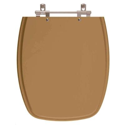 Assento Sanitário Stylus Alongado MDF Fechamento Convencional Alumínio Anodizado Amarelo Terra