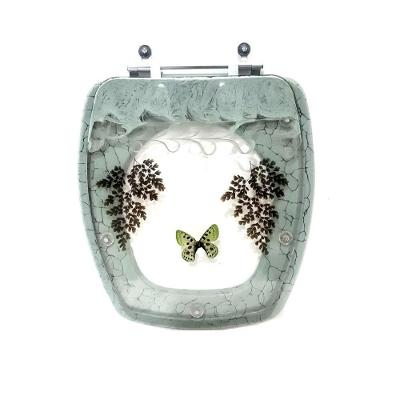 Assento Sanitário Thema Alongado Resina Plástica Convencional Decorado Verde Água Pontto Lavabo