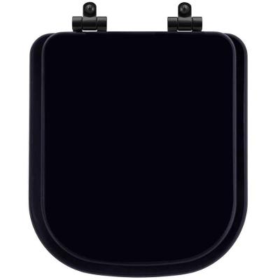 Assento Sanitário Quadra Quadrado Resina Plástica Fechamento Suave Soft Close Preto Pontto Lavabo