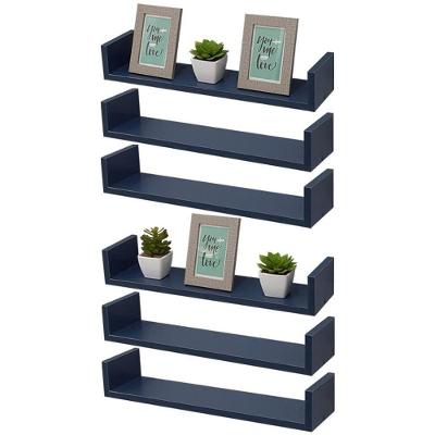 Prateleira Kit 6 Unidades U 50 X 20cm em Madeira MDP Azul Mercado das Prateleiras