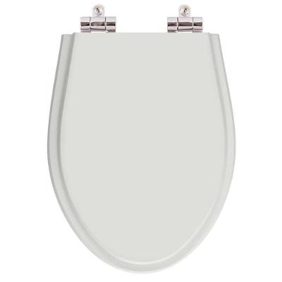 Assento Sanitário Victoria Silver Alongado Resina Plástica Parafusado Fechamento Suave Cinza Pontto