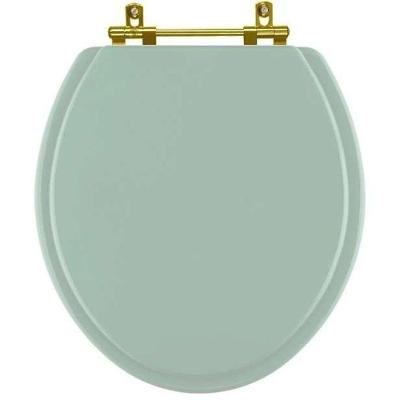 Assento Sanitário Universal Oval Resina Plástica Fechamento Convencional Almofadado Verde Água