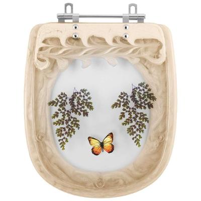 Assento Sanitário Sabatini Alongado Resina Plástica Convencional Decorado Bege Pontto Lavabo