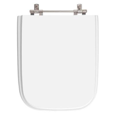 Assento Sanitário Tivoli Alongado MDF Fechamento Convencional Alumínio Anodizado Branco Pontto