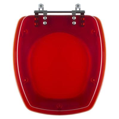 Assento Sanitário Thema Alongado Resina Plástica Parafusado Convencional Vermelho Transparente