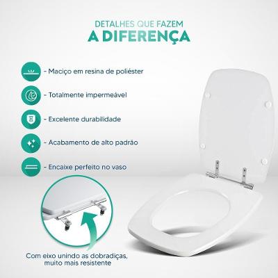 Assento Sanitário Stylus Alongado Poliéster Convencional Marfim Pontto