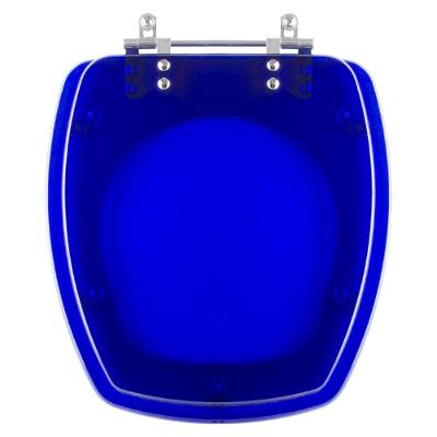 Assento Sanitário Stylus Alongado Resina Plástica Parafusado Convencional Azul Transparente Pontto