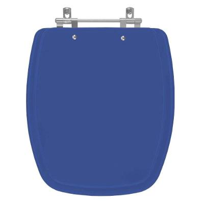 Assento Sanitário Stylus Alongado MDF Fechamento Convencional Alumínio Anodizado Azul Mineral Pontto
