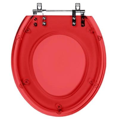 Assento Sanitário Izy Alongado Resina Plástica Parafusado Convencional Vermelho Transparente Pontto