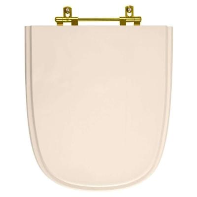 Assento Sanitário Ibiza Oval Poliéster Fechamento Convencional Ferragem Dourada Rosa Shell Pontto