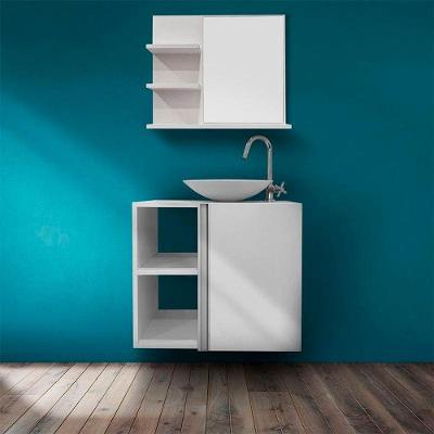 Gabinete para Banheiro Harpia 1 Porta 2 Prateleiras MDP 15mm 55CM Branco Mercado das Prateleiras