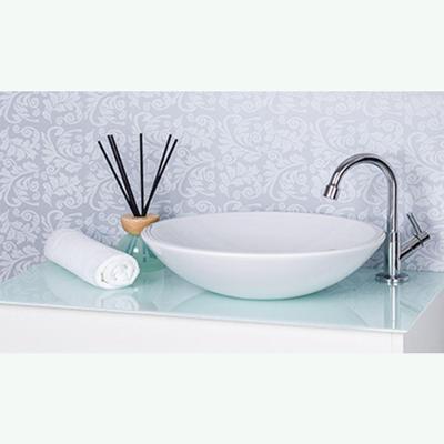 Cuba para Banheiro Redonda Sobrepor Resina Brilhoso Branco Pontto Lavabo