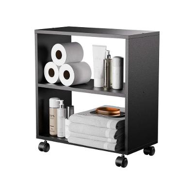Gabinete para Banheiro Valencia com Rodinhas 2 Prateleiras MDP 50CM Preto