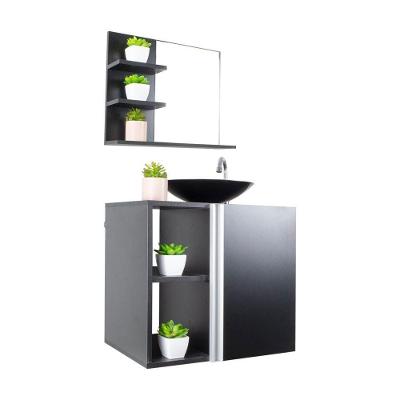 Gabinete para Banheiro Harpia 1 Porta 3 Prateleiras MDP 55CM Preto