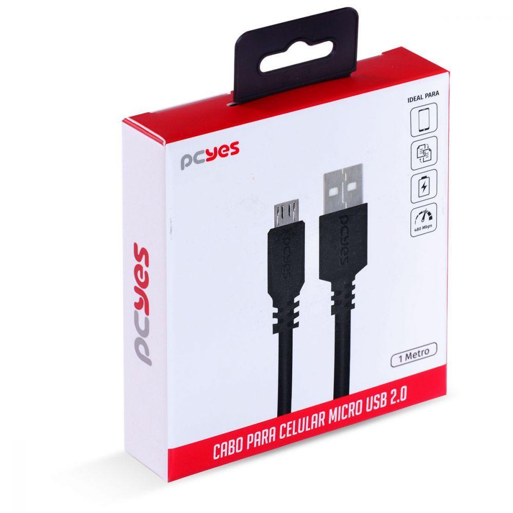 Cabo Para Celular Smartphone Micro Usb Para Usb A 2.0 1 Metro Preto - Pmuap-1 - 2