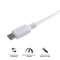 Cabo Para Celular Smartphone Usb A 2.0 Para Usb Tipo C 50 Cm Branco - Puacb-05 - 2