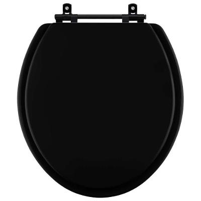 Assento Sanitário Oval MDF Fechamento Convencional Alumínio Anodizado Branco com Ferragem Preta