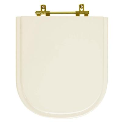 Assento Sanitário Life Pergamon Oval MDF Ferragem Dourada Bege Pontto Lavabo