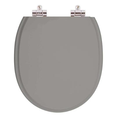 Assento Sanitário Village Alongado Resina Plástica Fechamento Suave Soft Close Cinza Escuro Pontto