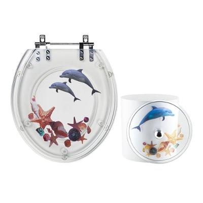 Assento Sanitário Oval Resina Plástica Parafusado Decorado Transparente Pontto Lavabo