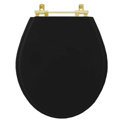 Assento Sanitário Ravena Alongado MDF Laqueado Preto com Ferragem Dourada Pontto Lavabo