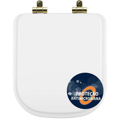 Assento Sanitário Quadra Quadrado Resina Plástica Fechamento Suave Antibacteriano Branco Pontto
