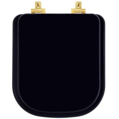 Assento Sanitário Quadra Quadrado Polipropileno Fechamento Suave Preto Pontto Lavabo