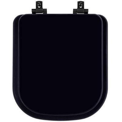 Assento Sanitário Quadra Quadrado MDF Fechamento Suave Preto Pontto Lavabo