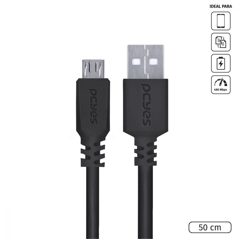 Cabo Para Celular Smartphone Micro Usb Para Usb A 2.0 50 Cm Preto - Pmuap-05 - 4
