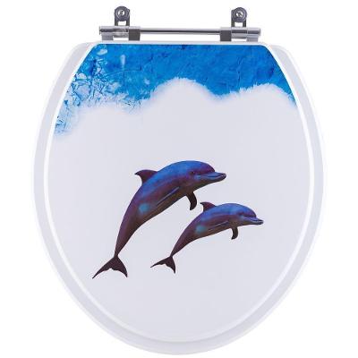 Assento Sanitário Golfinhos Oval MDF Fechamento Convencional Almofadado Branco Pontto Lavabo