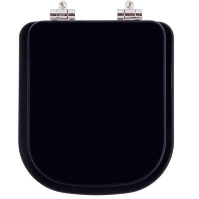 Assento Sanitário Quadra Ebano Quadrado Resina Plástica Fechamento Suave Preto Pontto Lavabo