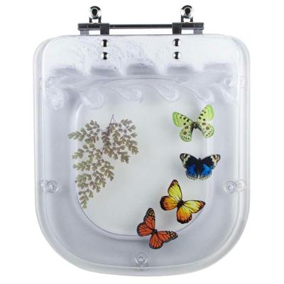 Assento Sanitário Quadra Alongado Resina Plástica Convencional Decorado Transparente Pontto Lavabo