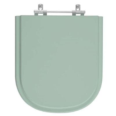 Assento Sanitário Flox Alongado Resina Plástica Convencional Alumínio Verde Claro