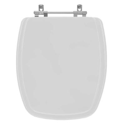 Assento Sanitário Primula Alongado MDF Fechamento Convencional Cinza Claro Pontto Lavabo