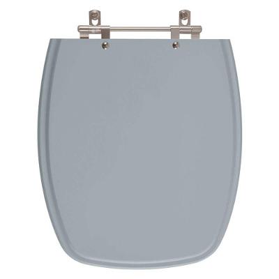 Assento Sanitário Primula Alongado MDF Convencional Alumínio Anodizado Cinza Escuro Pontto Lavabo