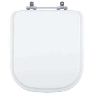Assento Sanitário Piano Alongado MDF Fechamento Convencional Alumínio Anodizado Branco Gelo Pontto