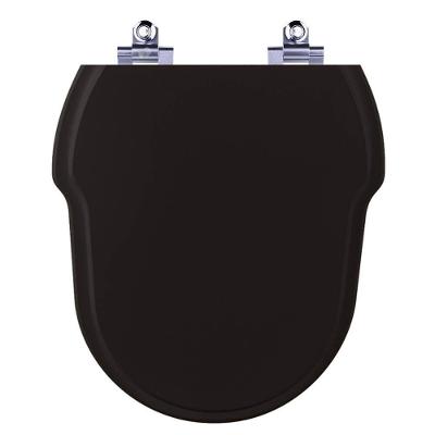 Assento Sanitário Hampton Alongado Plástico Fechamento Suave Preto Pontto Lavabo